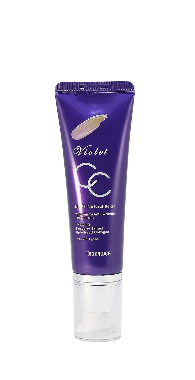 СС-крем Deoproce  "Violet CC Cream SPF 50+PA+++", тон 21, 50 мл