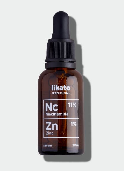 Сыворотка для контроля жирности кожи и высыпаний 11% ниацинамид, 1% цинк. Likato
