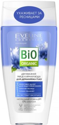 Двухфазная мицеллярная вода для макияжа глаз 3в1 Eveline Bio Organic 150 мл