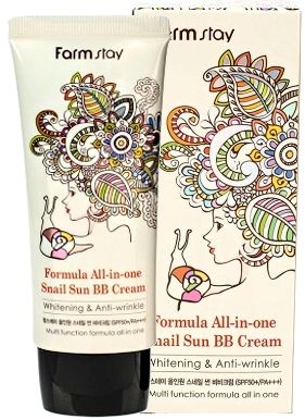 Farm Stay Многофункциональный BB крем для лица с муцином улитки All-In-One Snail Sun Cream SPF50+ PA