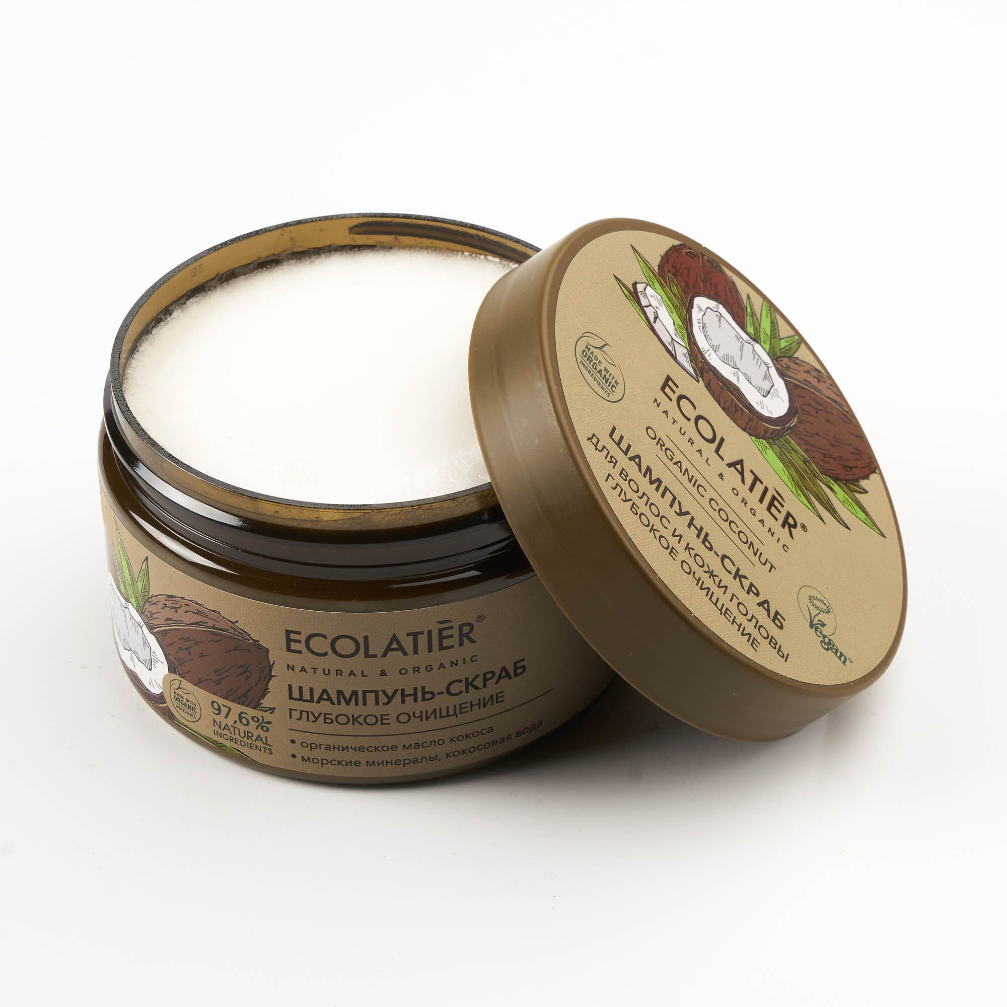 Шампунь-скраб для волос и кожи головы "Глубокое Очищение" Organic Coconut (Ecolatier)