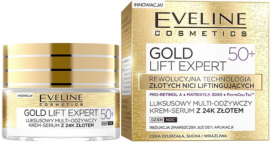 Eveline Укрепляющий крем-сыворотка Gold Lift Expert 50+, 50 мл