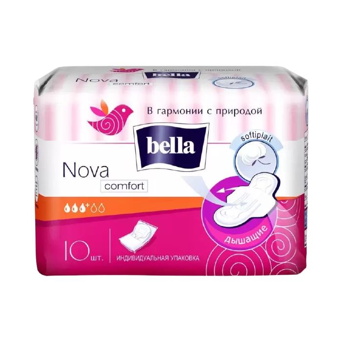 Bella Прокладки гигиенические Nova Softiplait Comfort 4 капли, индивидуальная упаковка 10шт