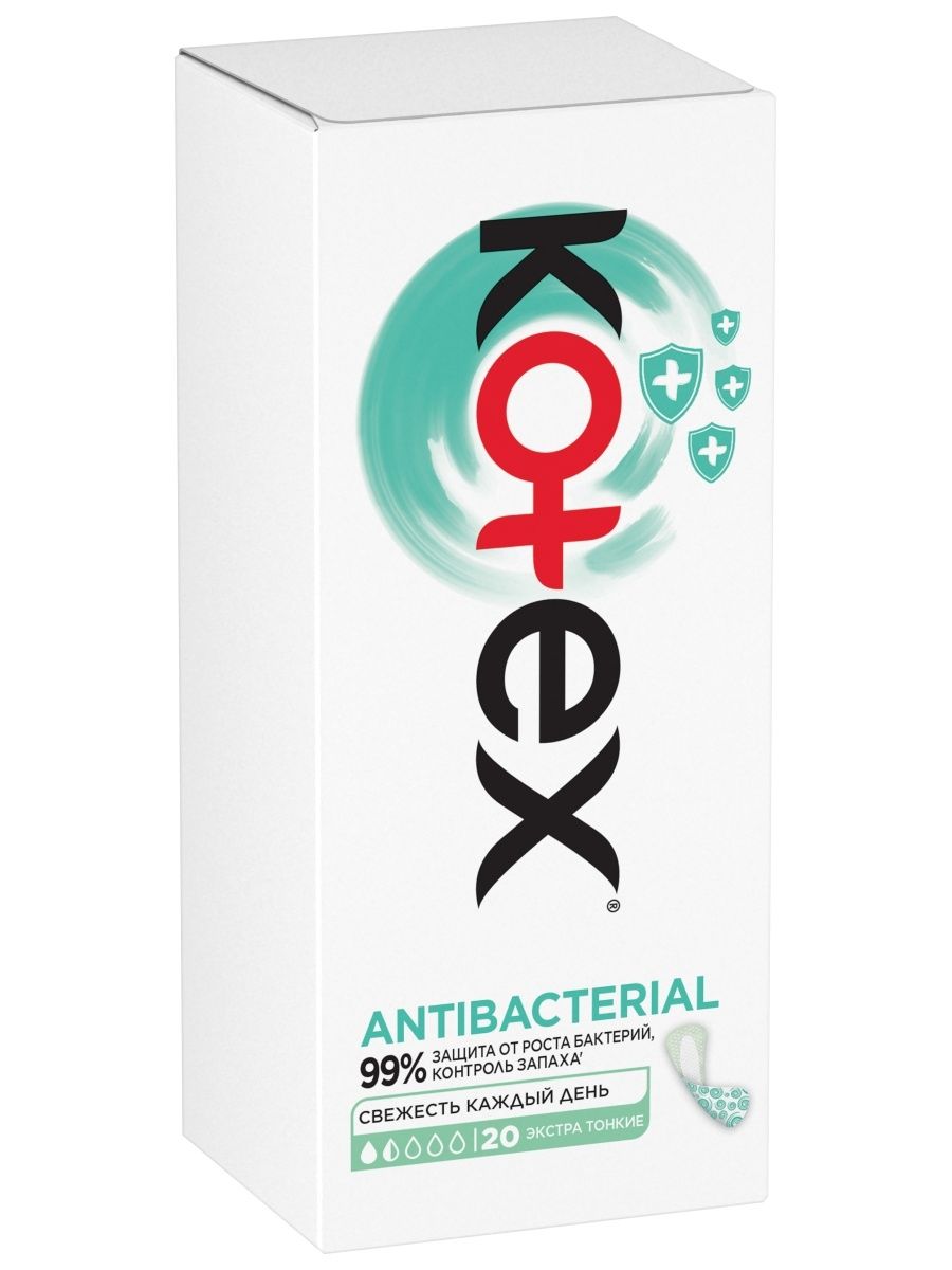 Прокладки ежедневные Antibacterial экстра тонкие 20 шт Kotex