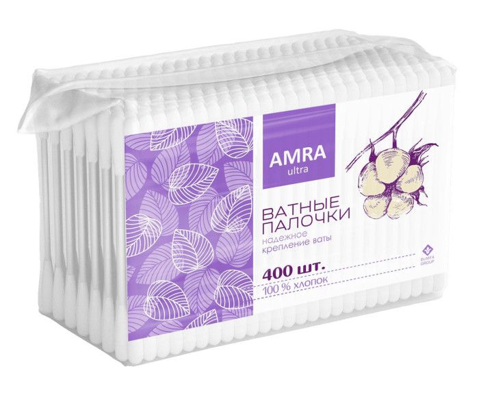 Ватные палочки в пакете AMRA (400 шт)