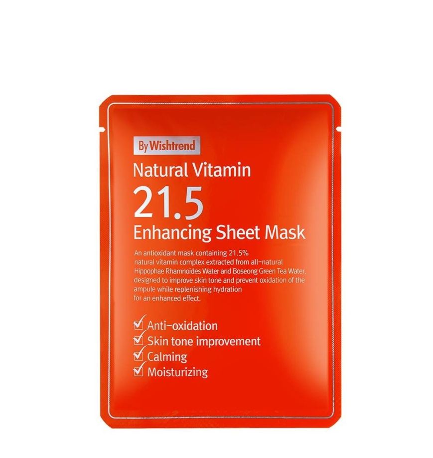 Тканевая маска для лица с витамином С By Wishtrend natural vitamin C21% sheet mask