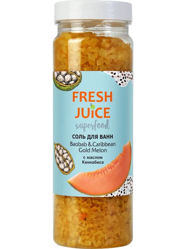 Соль для ванн Fresh Juice Superfood Baobab & Caribbean Gold Melon 700 г