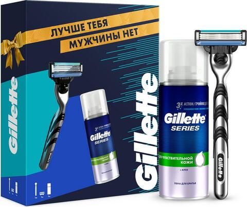 ПОДАРОЧНЫЙ НАБОР GILLETTE MACH3 БРИТВА/СТАНОК + ПЕНА 100мл