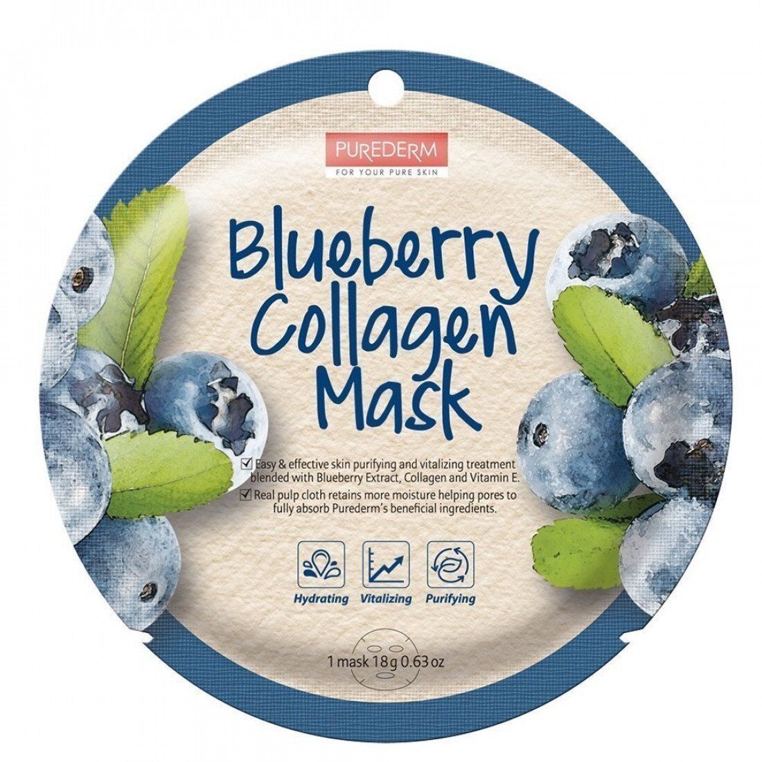 Тканевая маска Blueberry Collagen Purederm