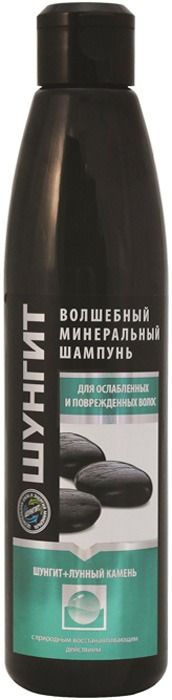 Волшебный Минеральный Шампунь "Природная аптека" Шунгит для ослабленных и поврежденных волос Шунгит+Лунный камень, 330 мл