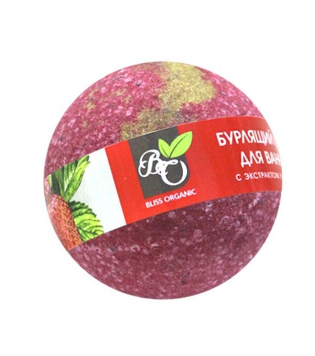 Bliss Organic Бурлящий шар "Клубника", 130 гр