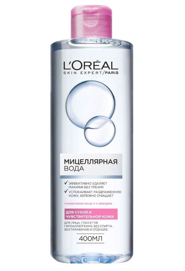 Мицеллярная вода Loreal  Для снятия макияжа, для сухой и чувствительной кожи 400 мл