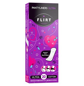WKL17Т Ежедневные прокладки Ultra line Fantasy FLIRT Cotton&light в и/у 150мм,пол.уп. 40шт. ЕКОПАК