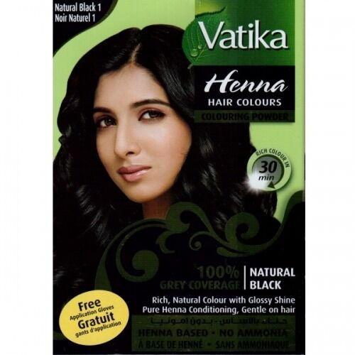 Хна для волос vatika henna hair colours natural black 6x10 г