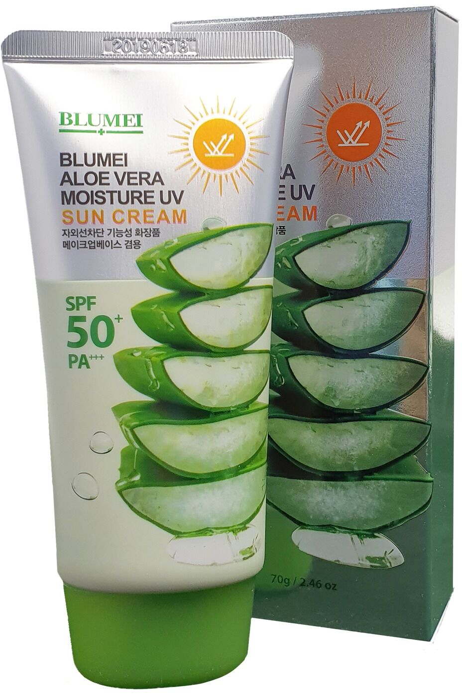 Успокаивающий солнцезащитный крем с экстрактом Алоэ Blumei  Jeju Moisture Aloe Sun Cream SPF50+PA+++,  70 мл