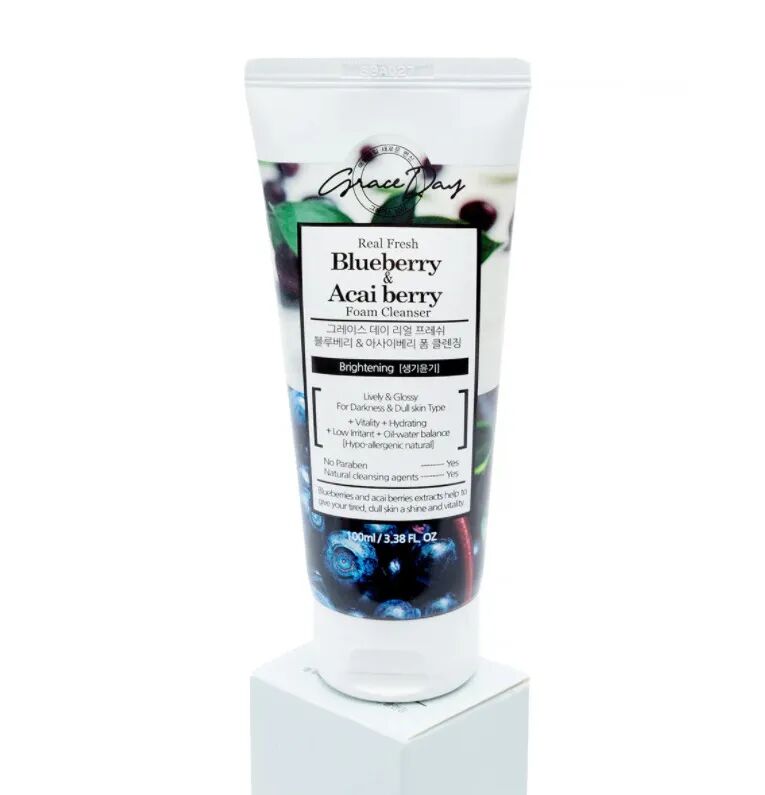Пенка, для умывания с черникой и ягодами асай/real fresh blueberry & acai berry foam cleansing, GRAC